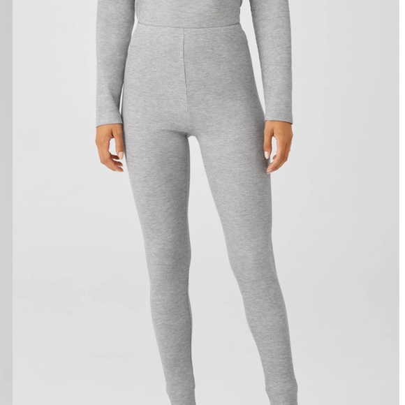 *NWT* EILEEN FISHER Cozy Waffle Knit High-Waisted Leggings size S Small Black - Picture 6 of 10